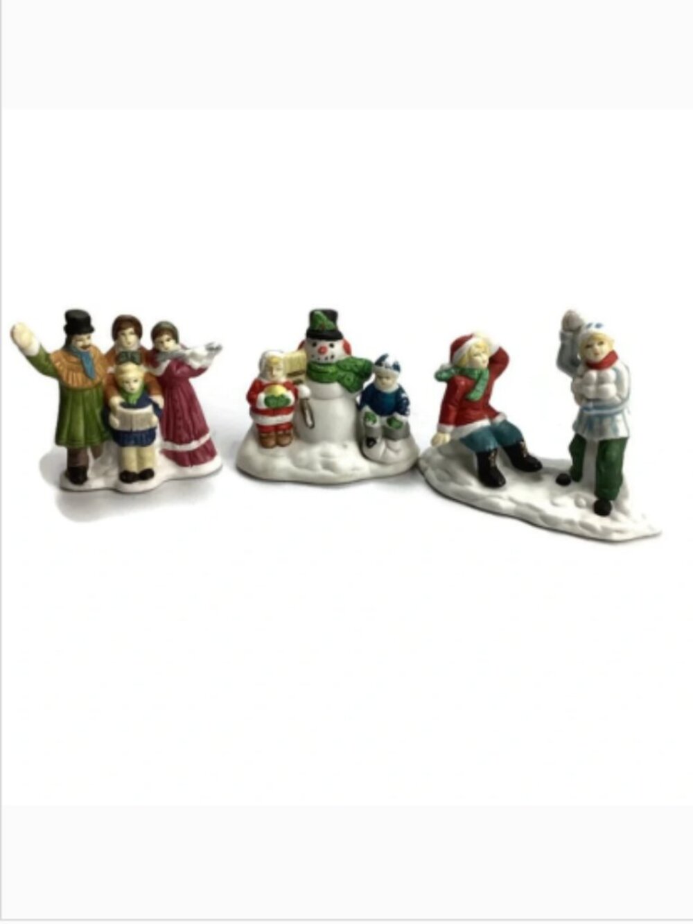 3 Porcelain Figurines for Christmas Holiday Village